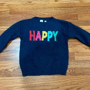 Girls Gap navy sweater “Happy”